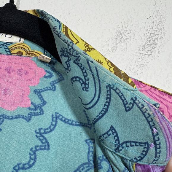 Etro Milano Womens 40/4 US Button Up Shirt Blouse Green Paisley Long Sleeves - Picture 7 of 9